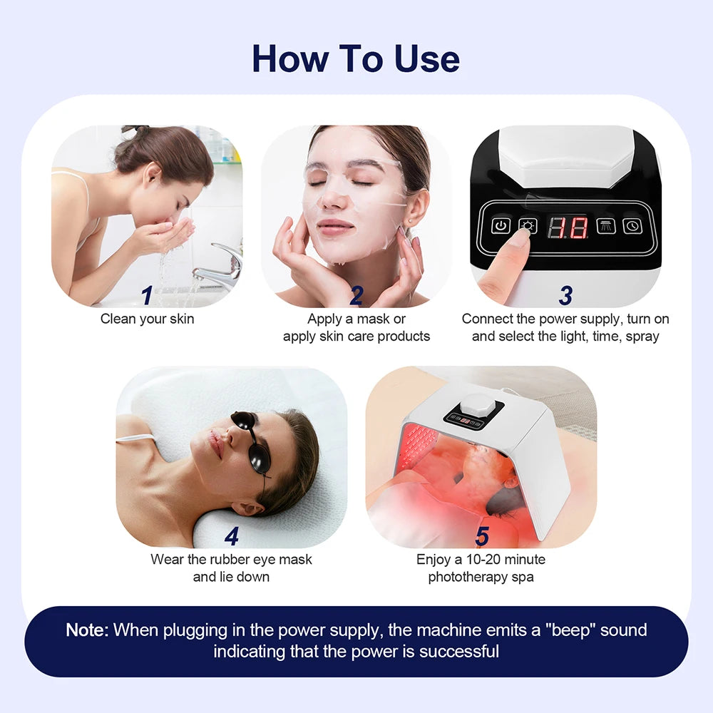 7 Colors LED Photon Machine With Nano Spray Beauty Salon Home Use Face Body LED Mask PDT Machine Skin Hydrating SPA Skin Care